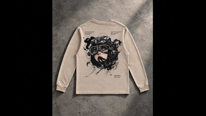 P8 Amse Beige Longsleeve, achterkant met print